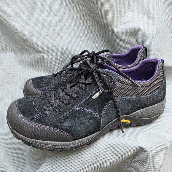 Dansko Size 40 Black Purple Waterproof Leather Sneakers Shoes Lace Up - Picture 1 of 5